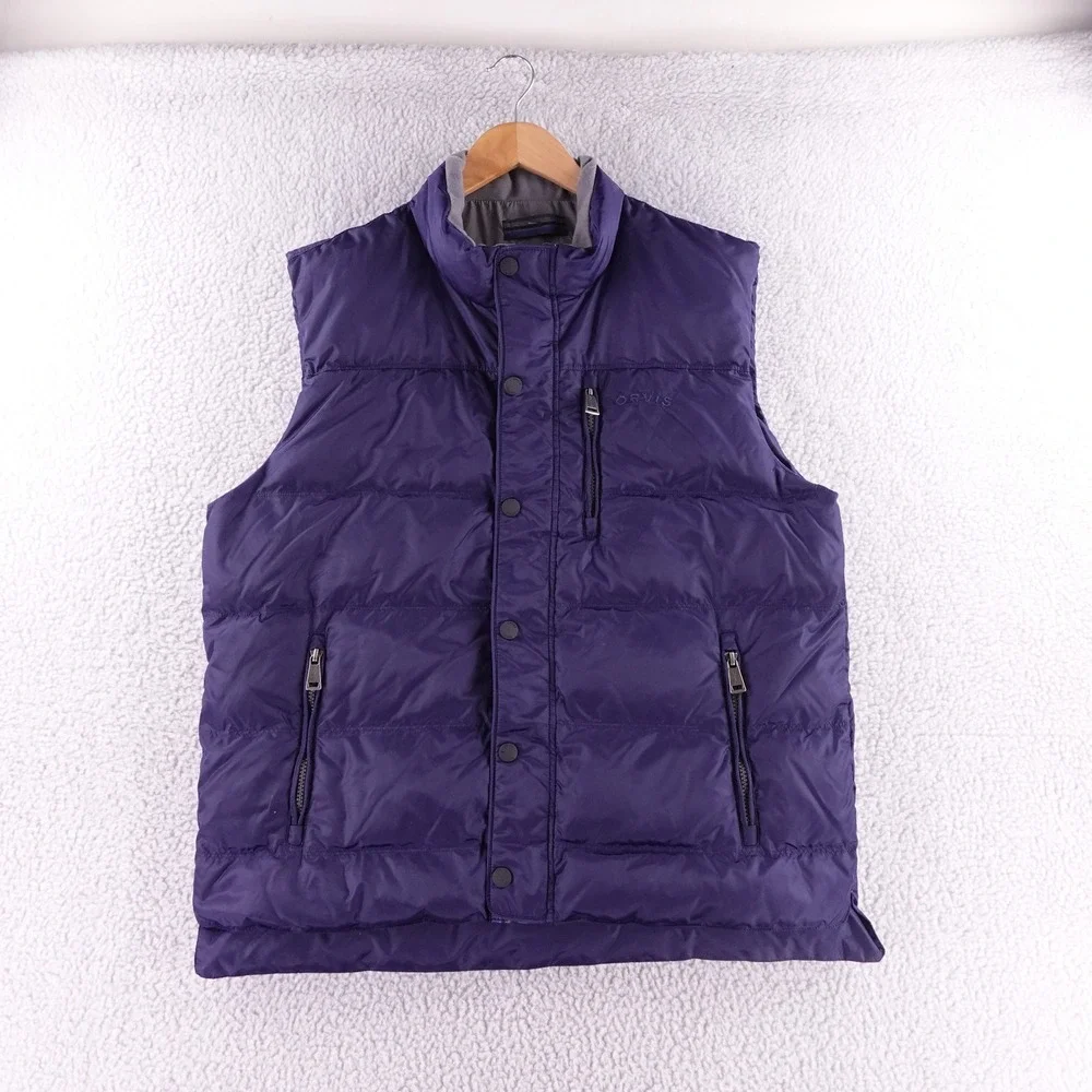 Orvis‎ Mens Classic Collection Blue Down Puffer Vest Large Snap Zip Pockets